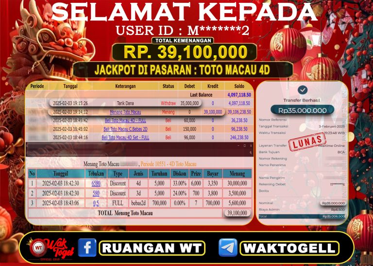 BUKTI PEMBAYARAN TOTO MACAU 4D WAKTOGEL