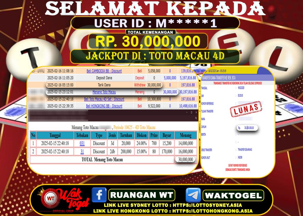 BUKTI PEMBAYARAN TOTO MACAU 4D WAKTOGEL