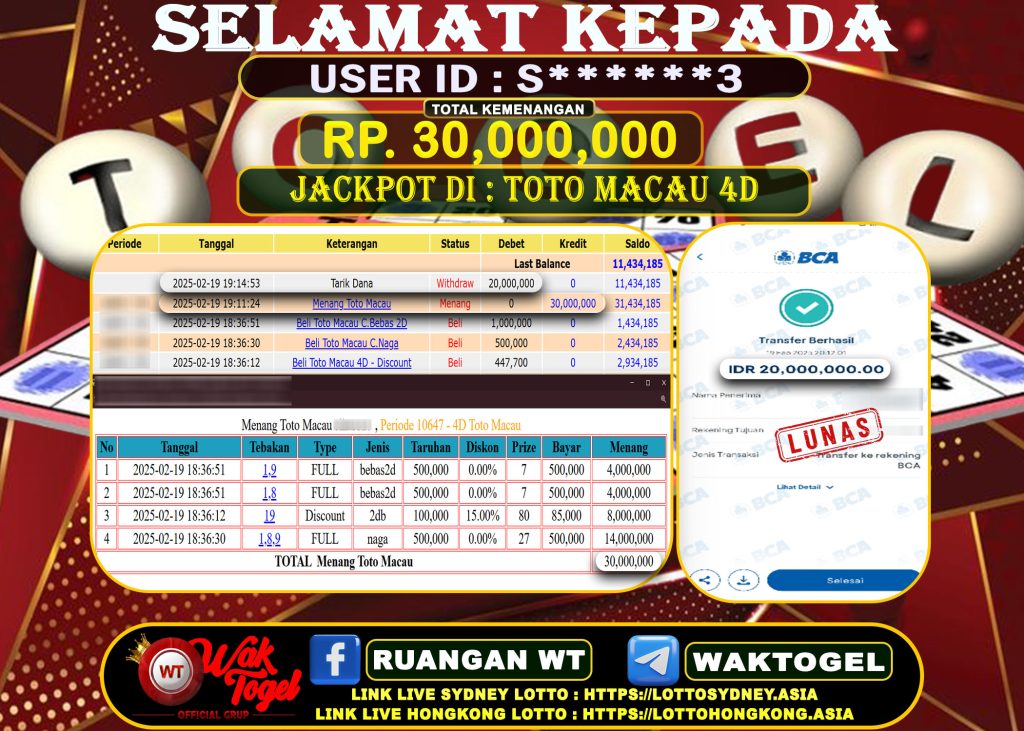 BUKTI PEMBAYARAN TOTO MACAU 4D WAKTOGEL