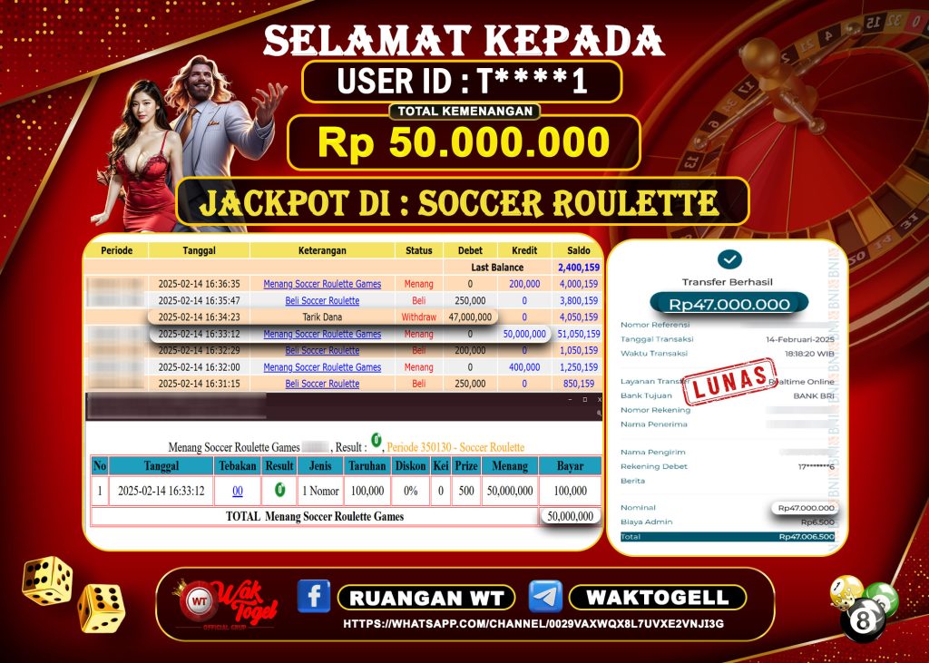 BUKTI PEMBAYARAN SOCCER ROULETTE WAKTOGEL