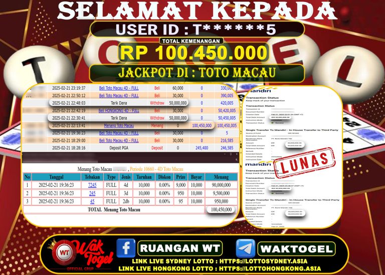 BUKTI PEMBAYARAN TOTO MACAU WAKTOGEL