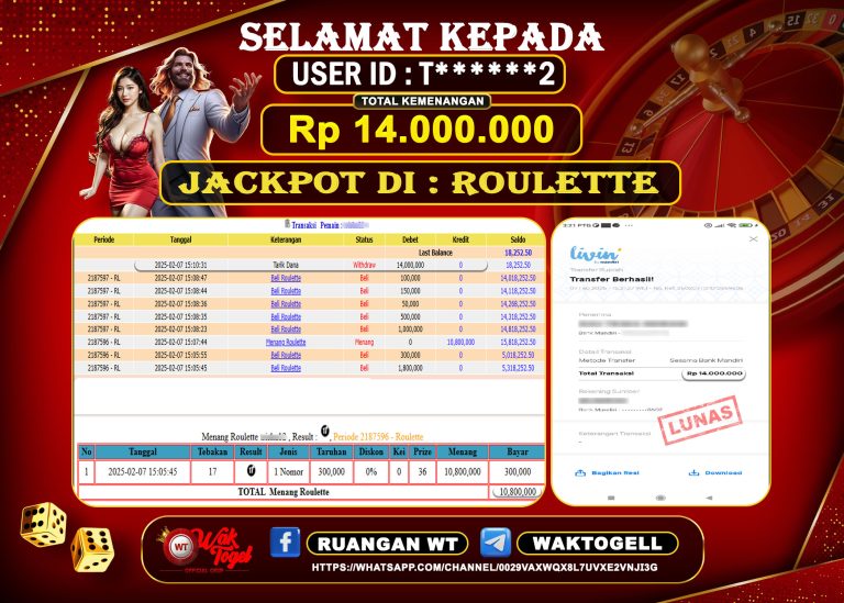 BUKTI PEMBAYARAN ROULETTE WAKTOGEL