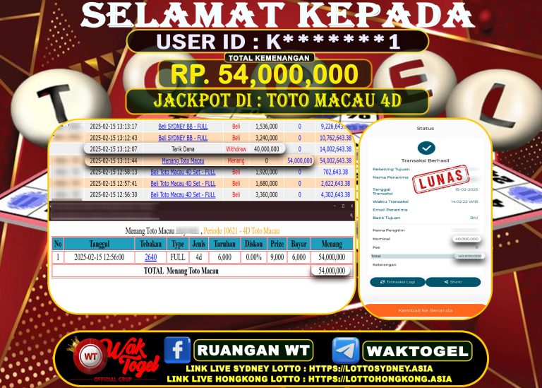 BUKTI PEMBAYARAN TOTO MACAU 4D WAKTOGEL