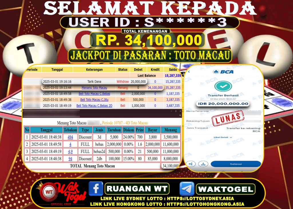 BUKTI PEMBAYARAN TOTO MACAU WAKTOGEL