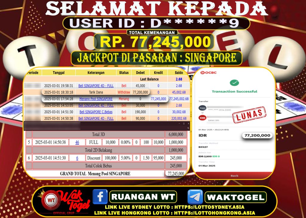 BUKTI PEMBAYARAN SINGAPORE WAKTOGEL