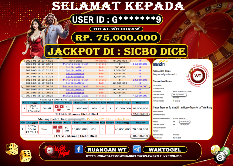 BUKTI PEMBAYARAN CASINO WAKTOGEL