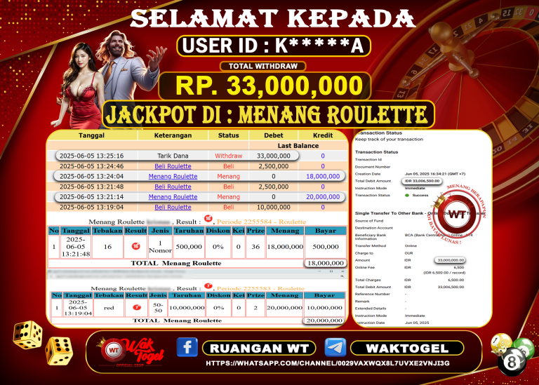 BUKTI PEMBAYARAN ROULETTE WAKTOGEL