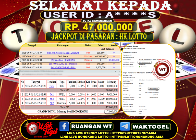 BUKTI PEMBAYARAN HONGKONG LOTTO WAKTOGEL